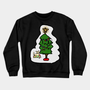 kitty scratched the christmas tree Crewneck Sweatshirt